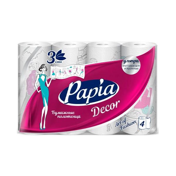 Полотенца бумажные Papia Decor fashion capitals 3 слоя 4 рулона