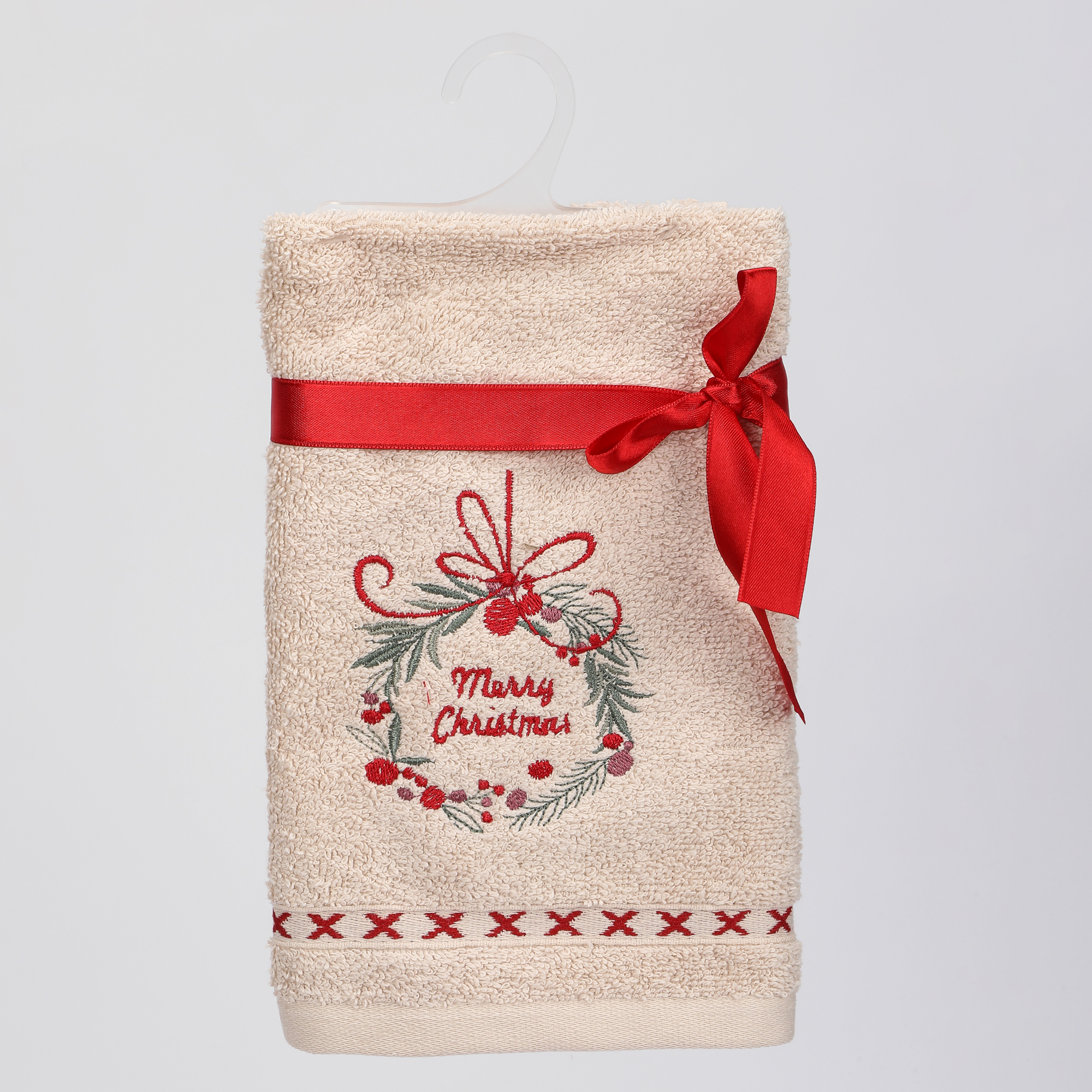 Полотенце Erteks Merry X-mas венок бежевый 40х70 см