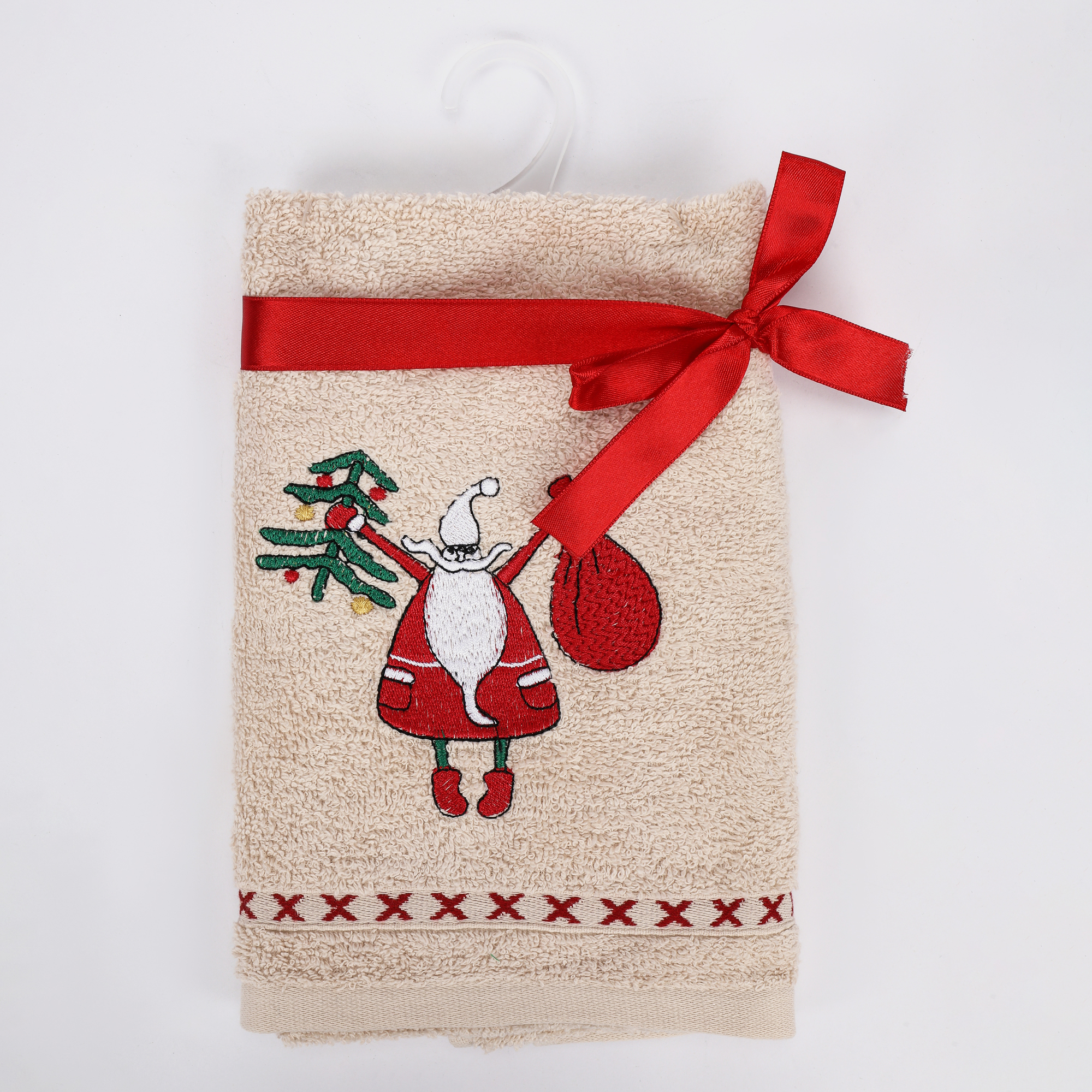 Полотенце Erteks X-mas дед мороз бежевый 40х70 см
