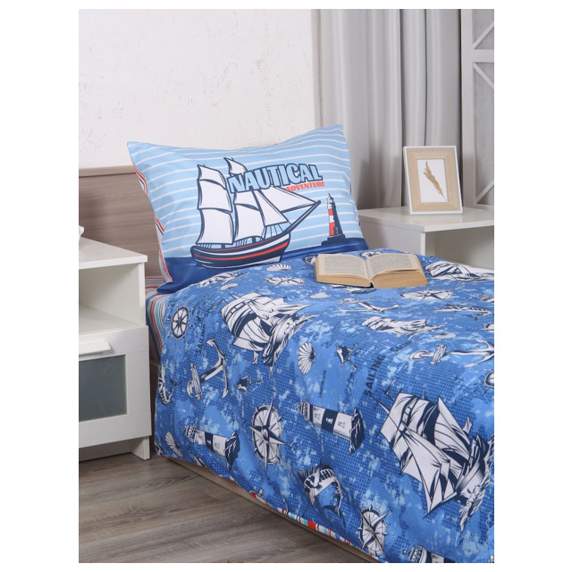 постельное белье 1,5сп MONA LIZA Детское/Kids Парусник/Sailing ship сатин 1 нав.48х70см, арт.531014/