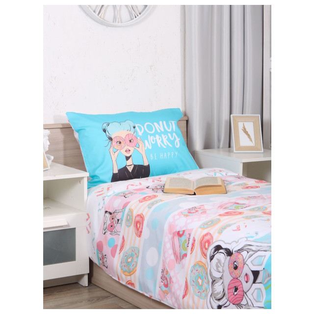 постельное белье 1,5сп MONA LIZA Детское/Kids Пончик/Donut сатин 1 нав.48х70см, арт.531014/10