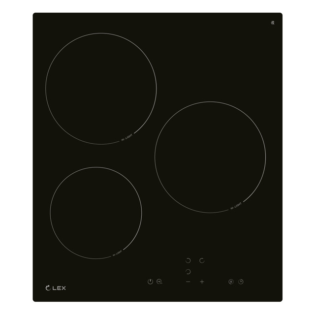 поверхность электрическая LEX EVH 430A BL 45см 3 конфорки черный