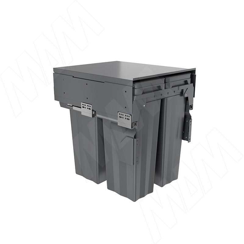 PROBOX F45 Система сортировки и хранения, 3 емкости (2x15+1x33), креп. фасада, полн.выдв., плавн.закр., крышка-полка, графит (MBN453-63DGMID)