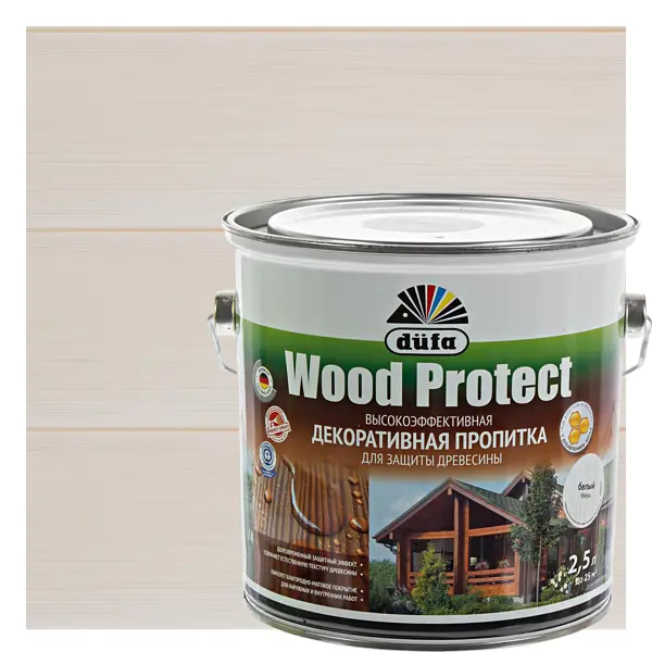 Пропитка для дерева Dufa Wood Protect цвет белый 2.5 л