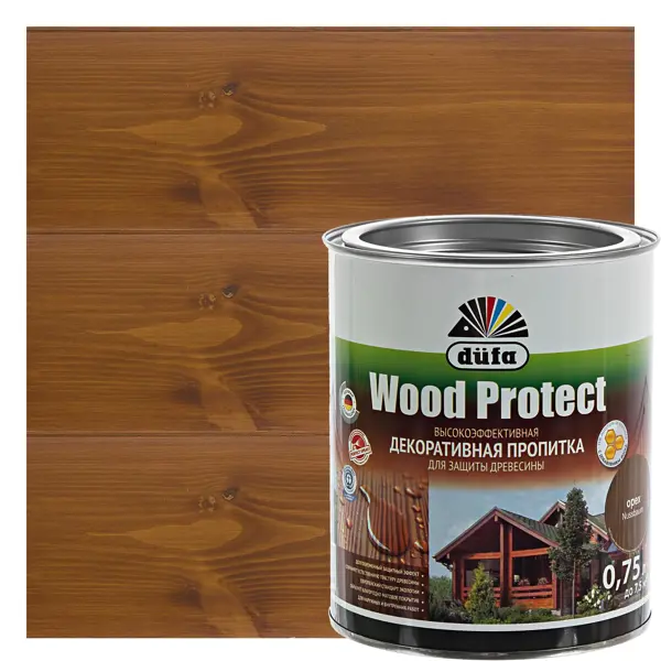 Пропитка для дерева Dufa Wood Protect цвет орех 0.75 л