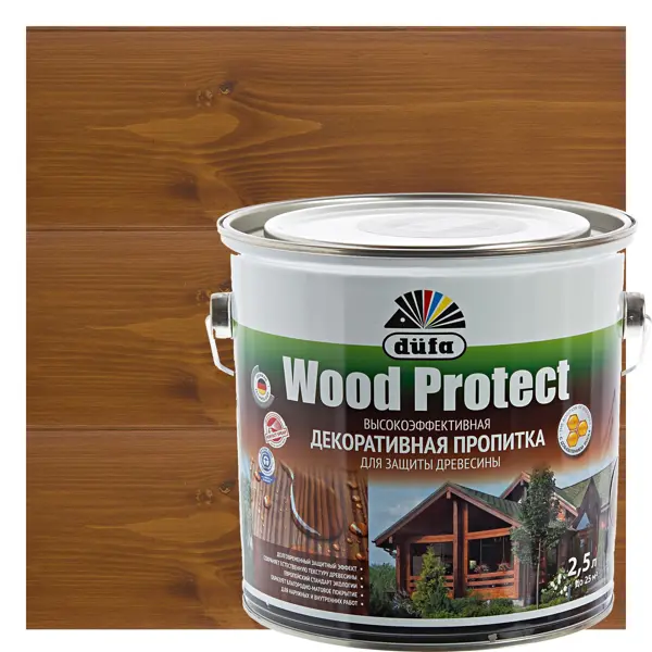 Пропитка для дерева Dufa Wood Protect цвет орех 2.5 л