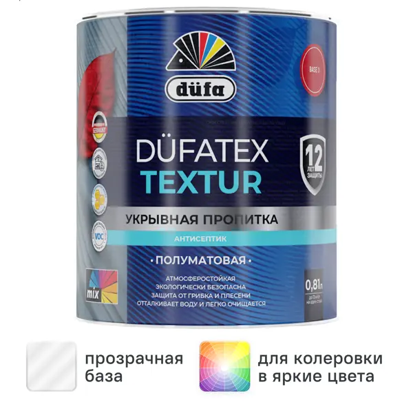 Пропитка защитно-декоративная Dufa Textur полуматовая прозрачная 0.81 л