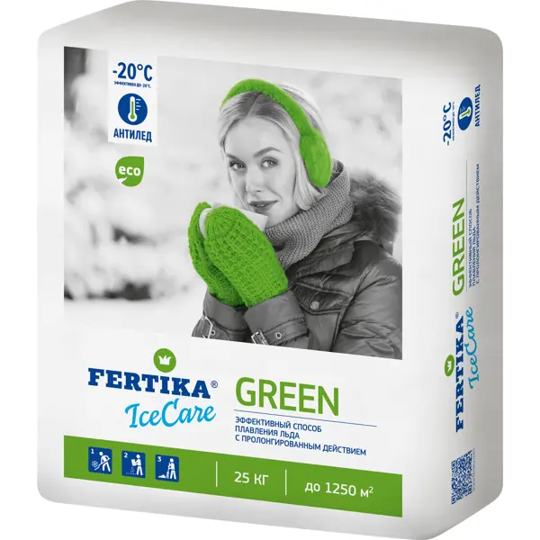 Противогололедные реагенты Fertika Icecare Green 25 кг