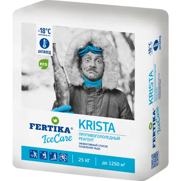 Противогололедные реагенты Fertika Icecare Krista 25 кг
