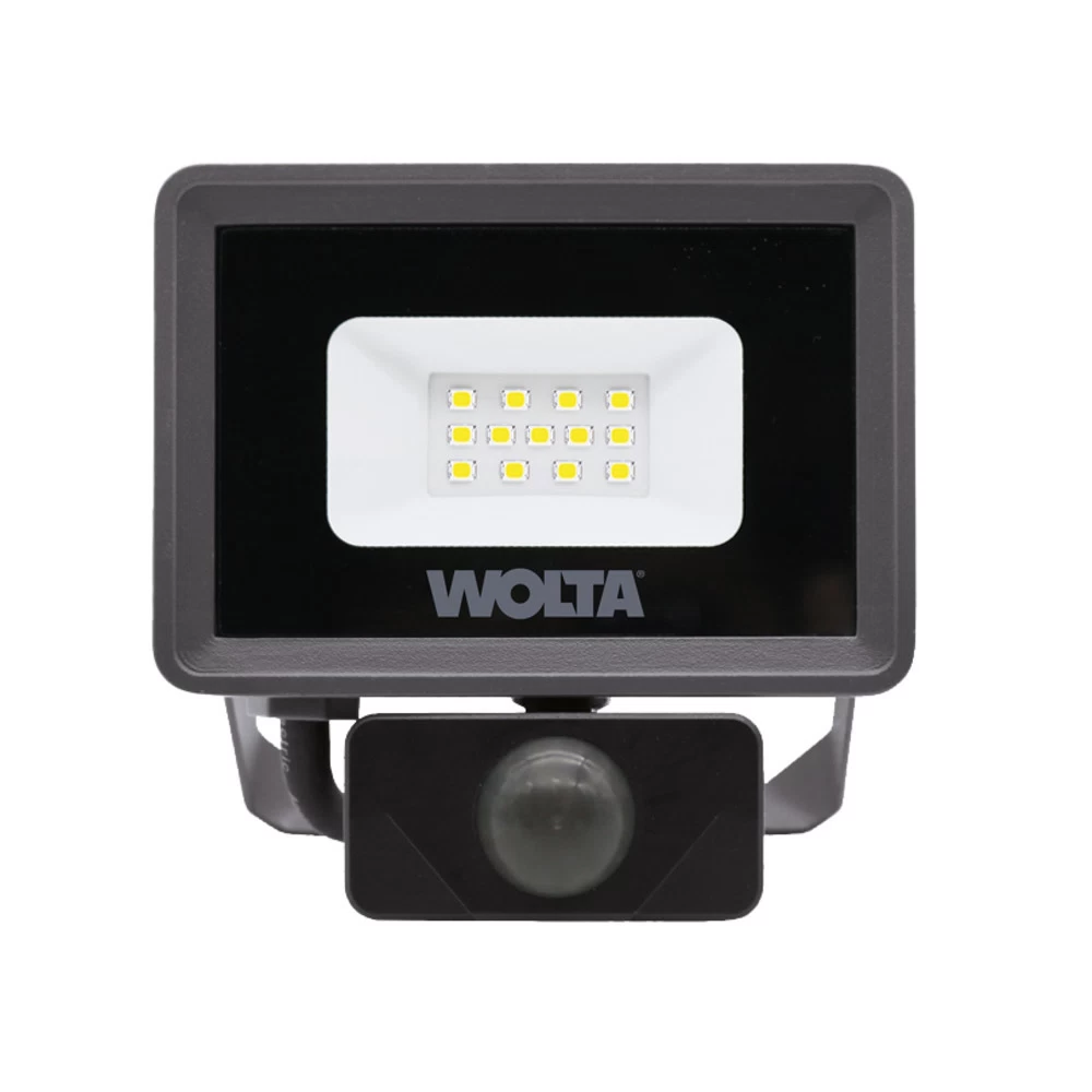 Прожектор светодиодный Wolta WFL 5700К 10 Вт IP65 с датчиком серый