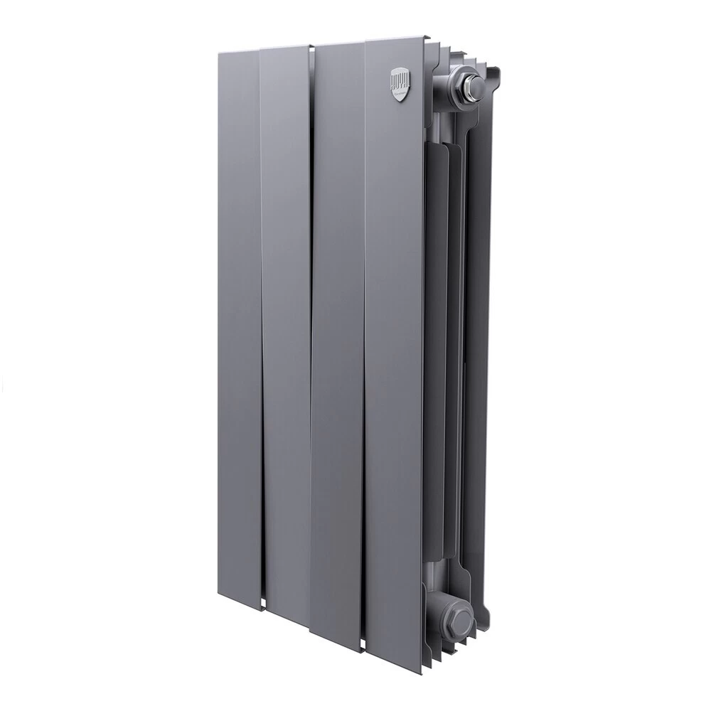 Радиатор биметаллический Royal Thermo Piano Forte 500 мм 4 секции 1" боковое подключение серебристый