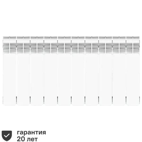 Радиатор секционный Equation Aluminium 350/90 10 секций боковое подключение алюминий белый