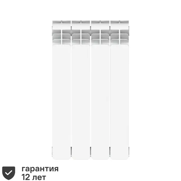 Радиатор секционный Equation Aluminium 500/90 4 секции боковое подключение алюминий белый