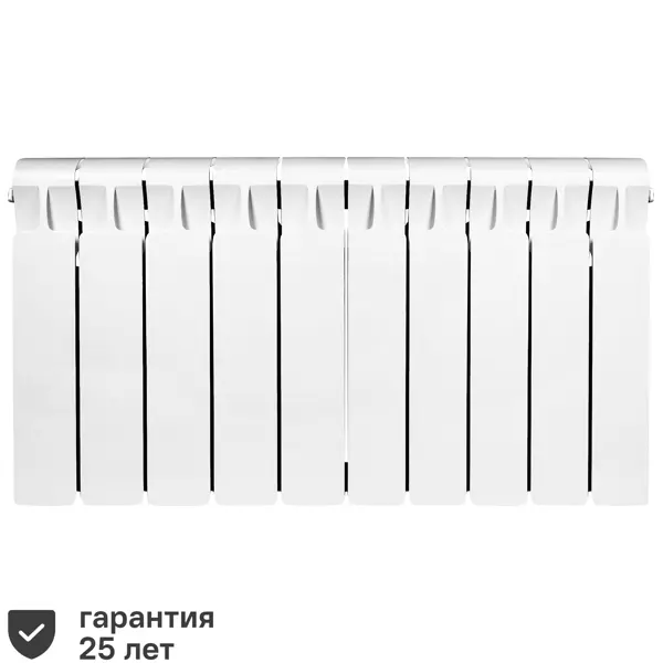 Радиатор секционный Rifar Monolit 350/100 биметалл 10 секций нижнее правое подключение цвет белый