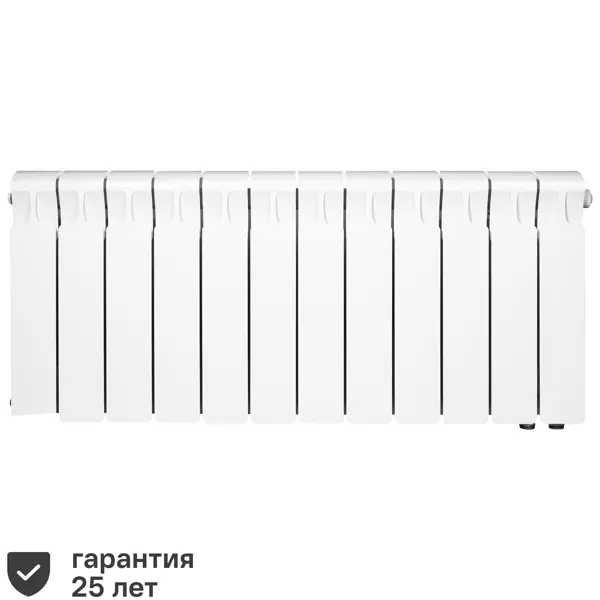 Радиатор секционный Rifar Monolit 350/100 биметалл 12 секций нижнее правое подключение цвет белый