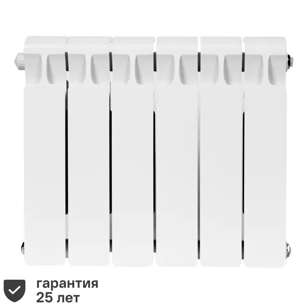 Радиатор секционный Rifar Monolit 350/100 биметалл 6 секций нижнее левое подключение цвет белый