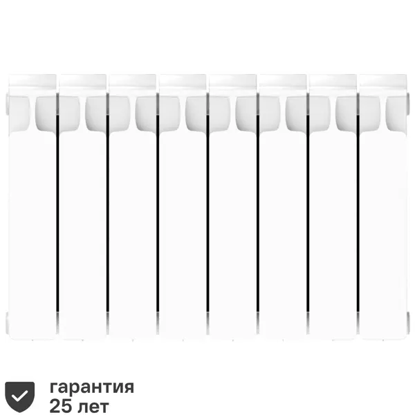 Радиатор секционный Rifar Monolit 350/100 биметалл 8 секций боковое подключение цвет белый