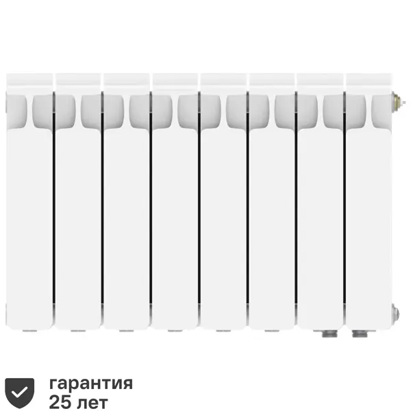 Радиатор секционный Rifar Monolit 350/100 биметалл 8 секций нижнее правое подключение цвет белый