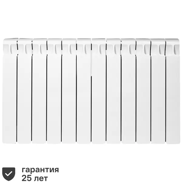 Радиатор секционный Rifar Monolit 500/100 биметалл 12 секций нижнее правое подключение цвет белый