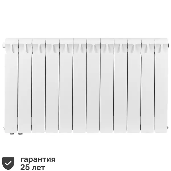 Радиатор секционный Rifar Monolit 500/100 биметалл 12 секций нижнее левое подключение цвет белый