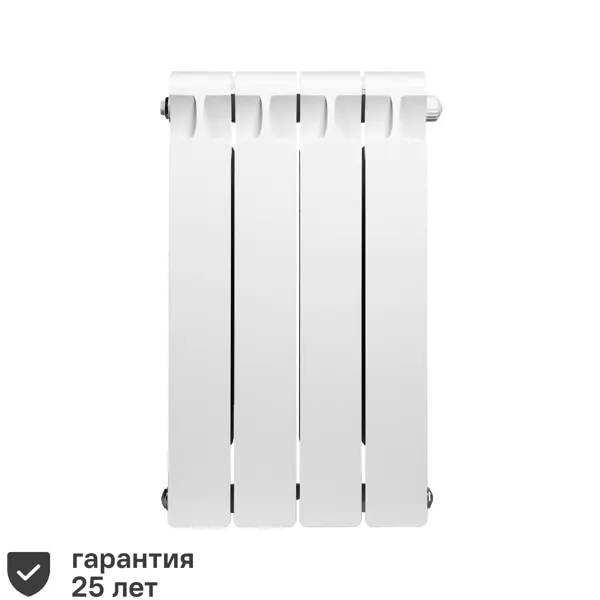 Радиатор секционный Rifar Monolit 500/100 биметалл 4 секции нижнее правое подключение цвет белый