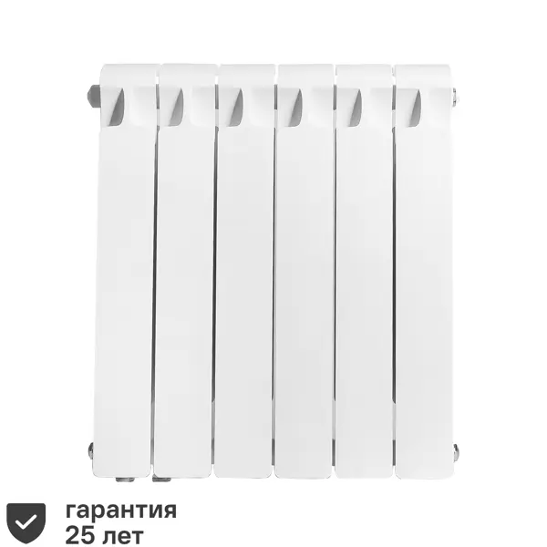 Радиатор секционный Rifar Monolit 500/100 биметалл 6 секций нижнее левое подключение цвет белый