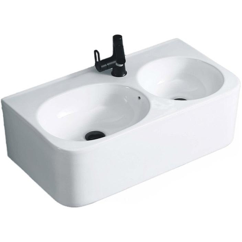 Раковина CeramaLux 75 A1006 двойная Белая глянцевая