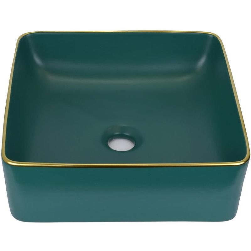 Раковина-чаша Bronze de Luxe Голден Медоу 40 1063 Зеленая с золотым ободом