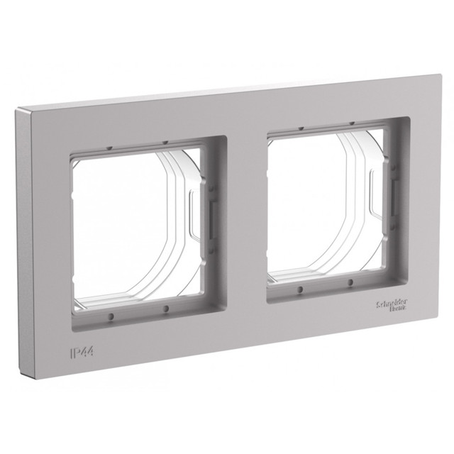 рамка 2 поста SYSTEME ELECTRIC Atlas Design IP44 алюминий
