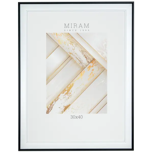 Рамка без паспарту Мирам 30x40x1.6 см пластик цвет белый