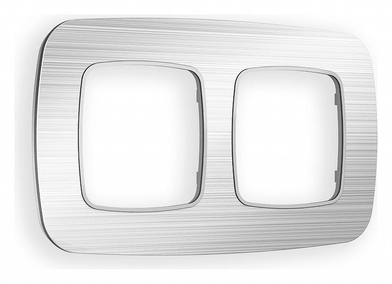 Рамка на 2 поста Ambrella Volt Radian Металл OF580102 цвет Серебро