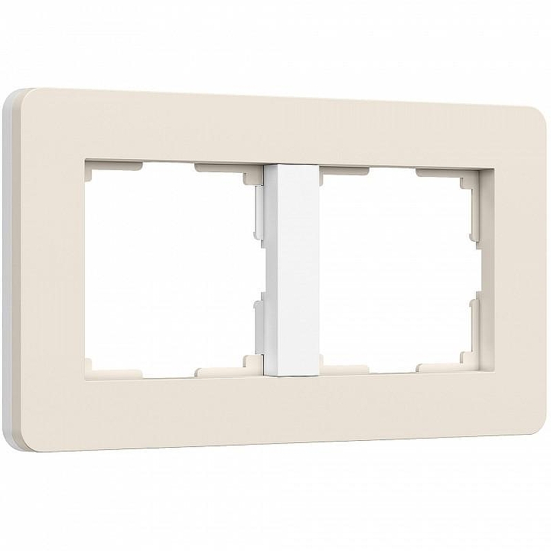 Рамка на 2 поста Werkel Split (айвори/белый, soft-touch) W0023066 цвет Желтый