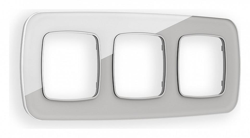 Рамка на 3 поста Ambrella Volt Radian Стекло органическое OF320403 цвет Серебро