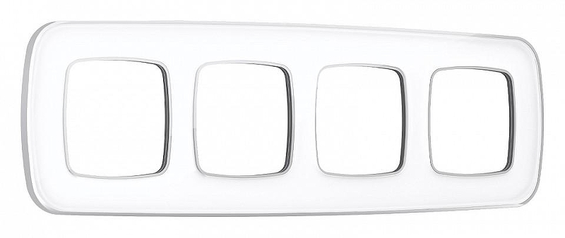 Рамка на 4 поста Ambrella Volt Coint OF640134 цвет Белый, Серебро