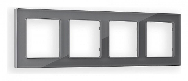 Рамка на 4 поста Ambrella Volt Platos Стекло органическое AF330654 цвет Антрацит