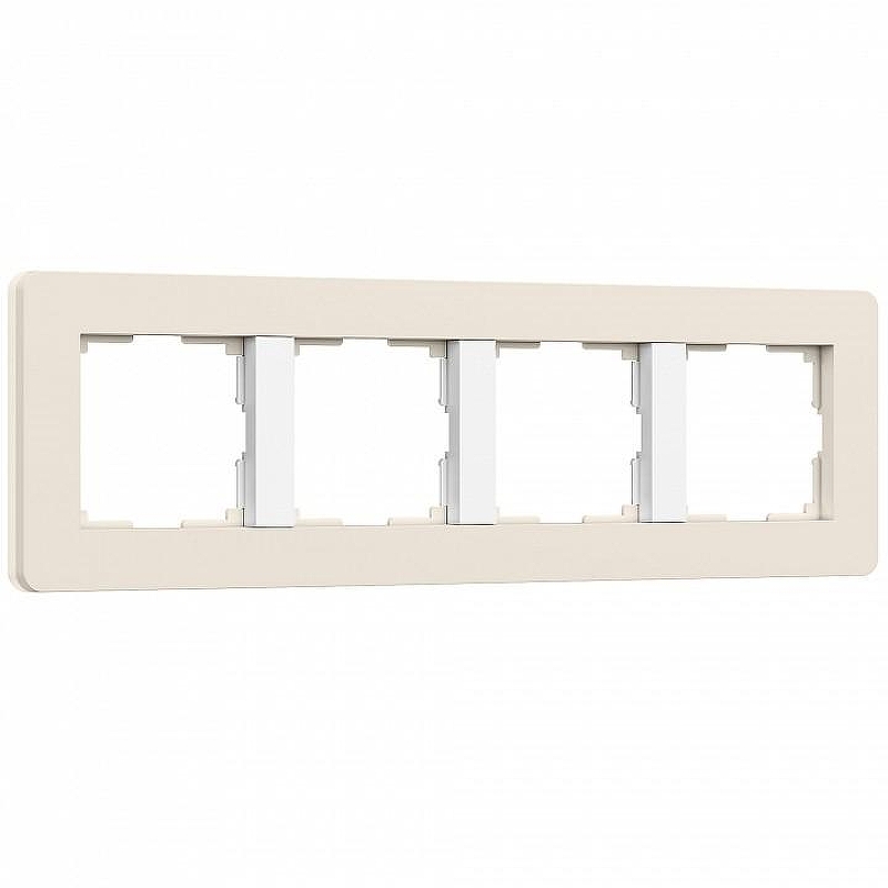 Рамка на 4 поста Werkel Split (айвори/белый, soft-touch) W0043066 цвет Желтый