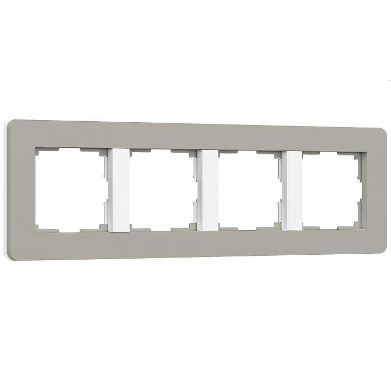 Рамка на 4 поста Werkel Split (дымчатый/белый, soft-touch) W0043067 цвет Белый, Серый