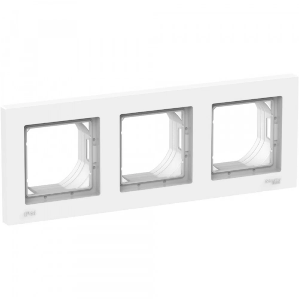 Рамка Systeme Electric AtlasDesign Aqua трехместная белая (ATN440103)