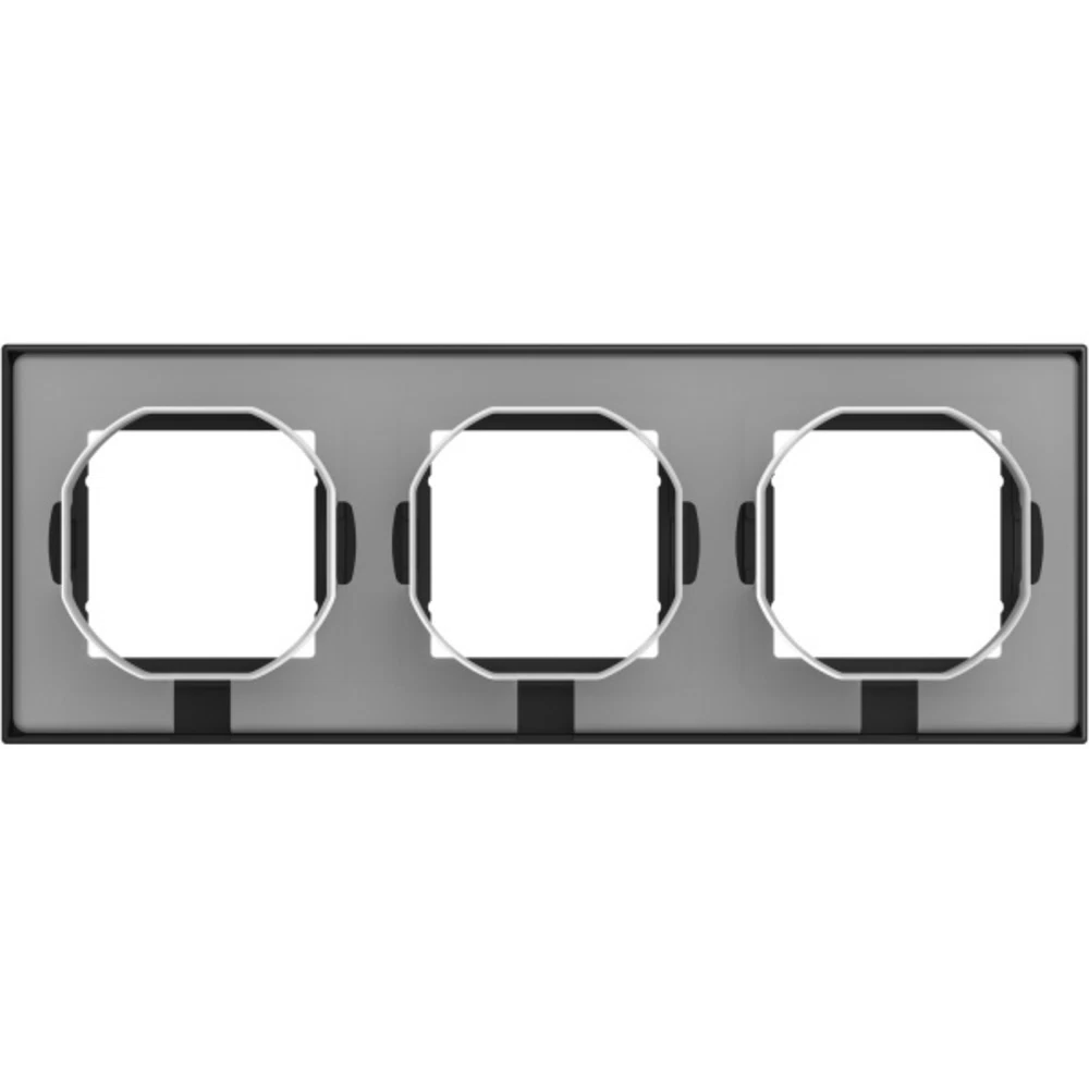 Рамка Systeme Electric AtlasDesign Aqua трехместная карбон (ATN441003)