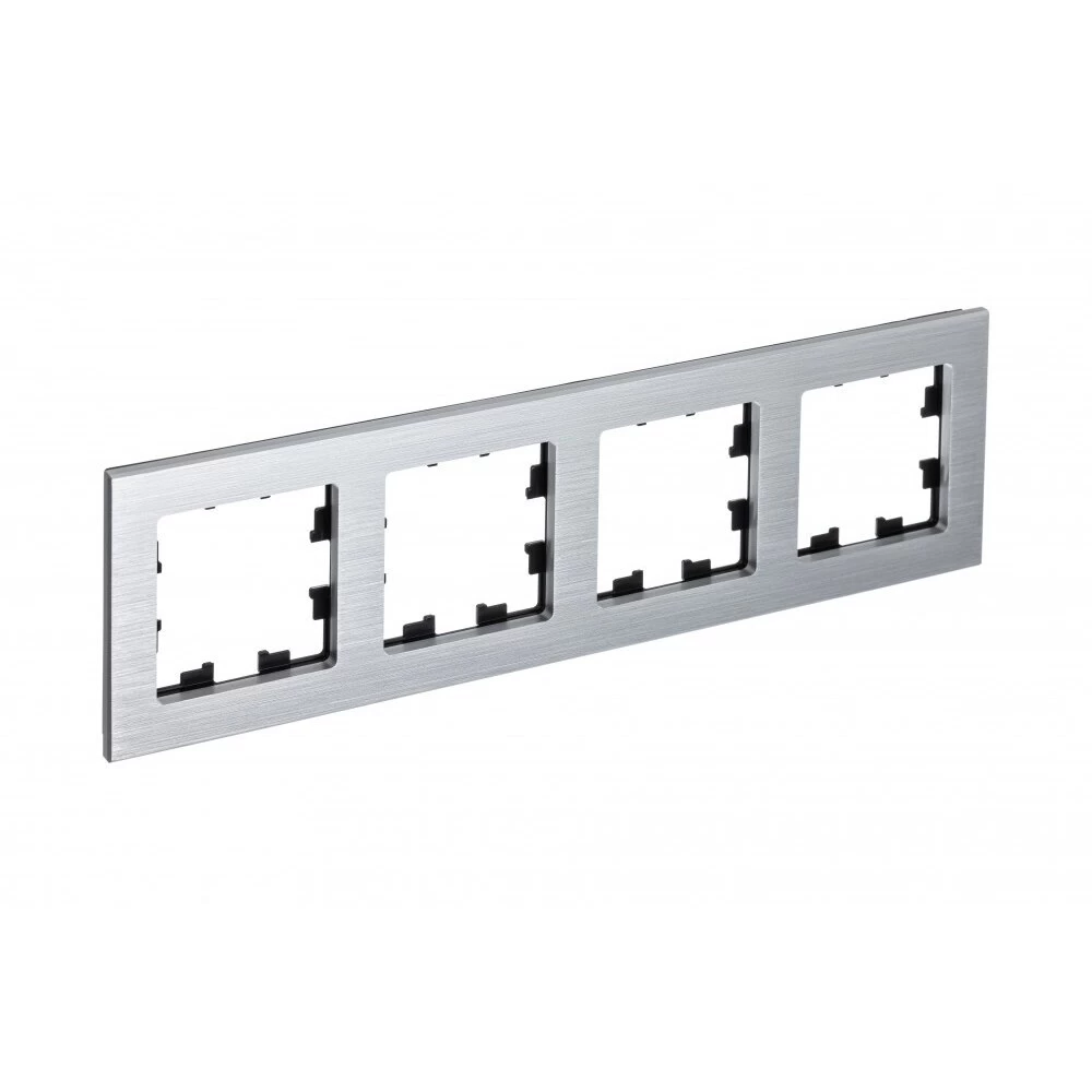 Рамка Systeme Electric AtlasDesign Nature четырехместная серебро (ATN312104)