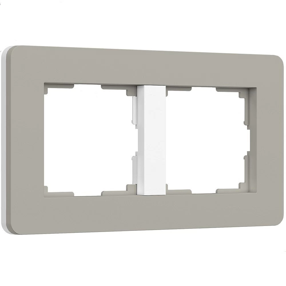 Рамка Werkel Split двухместная дымчатая/белая soft-touch (a067260)