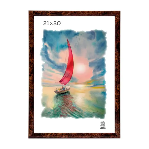Рамка Zebra 21x29.7 см пластик цвет коричневый