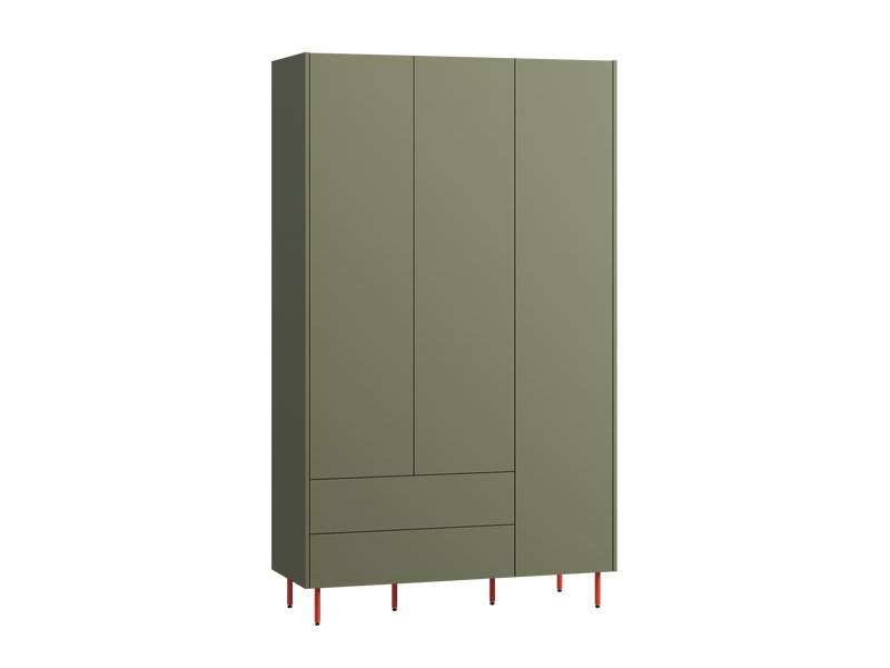 Распашной шкаф Изи 3-130x220 Оливковый/Оранжевый