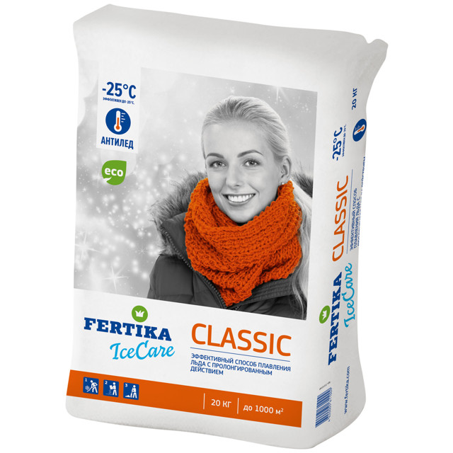 реагент противогололедный FERTIKA IceCare Classic -25°C 20кг