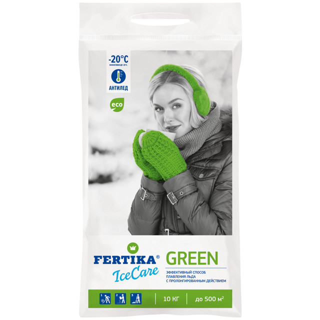 реагент противогололедный FERTIKA IceCare Green -20°C 10кг