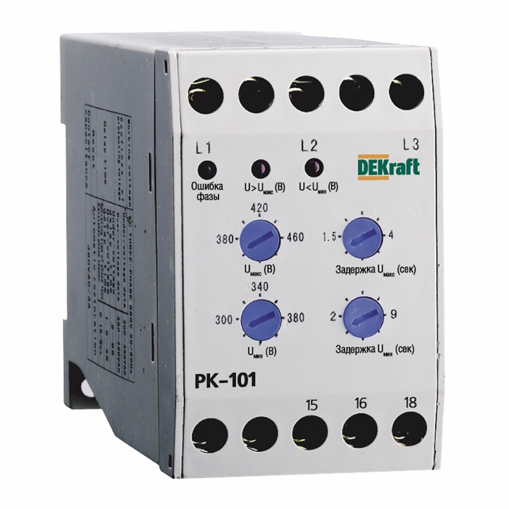 Реле контроля фаз модульное Dekraft РК-101 380 В 5 А тип AC (23300DEK)