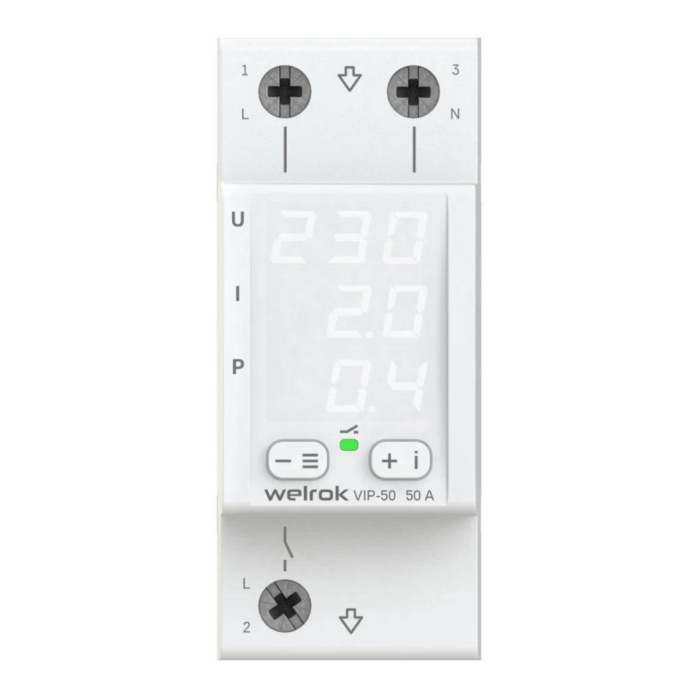 Реле многофункциональное модульное Welrok VIP-50 220 В 50 А тип AC цифровое