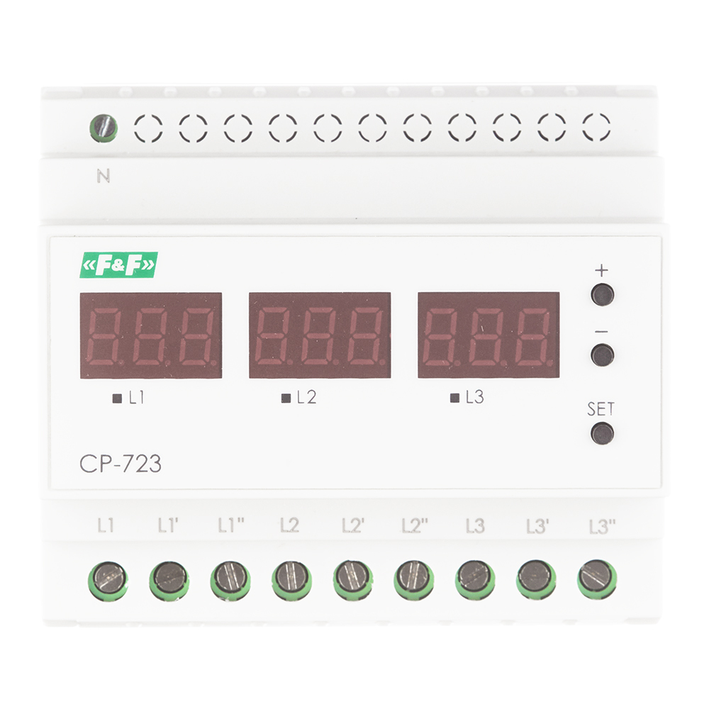 Реле напряжения модульное F&F CP-723 230 В 63 А тип AC (EA04.009.015)