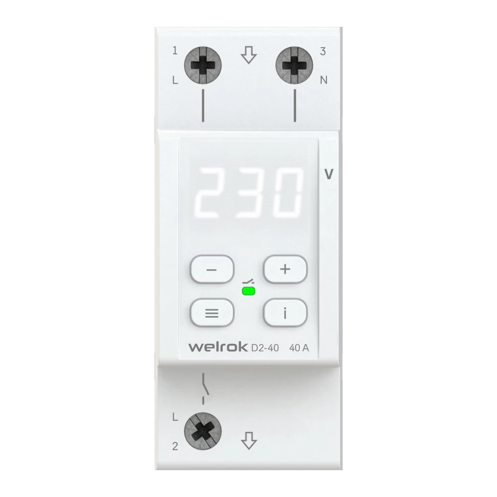 Реле напряжения модульное Welrok D2-40 220 В 40 А тип AC цифровое