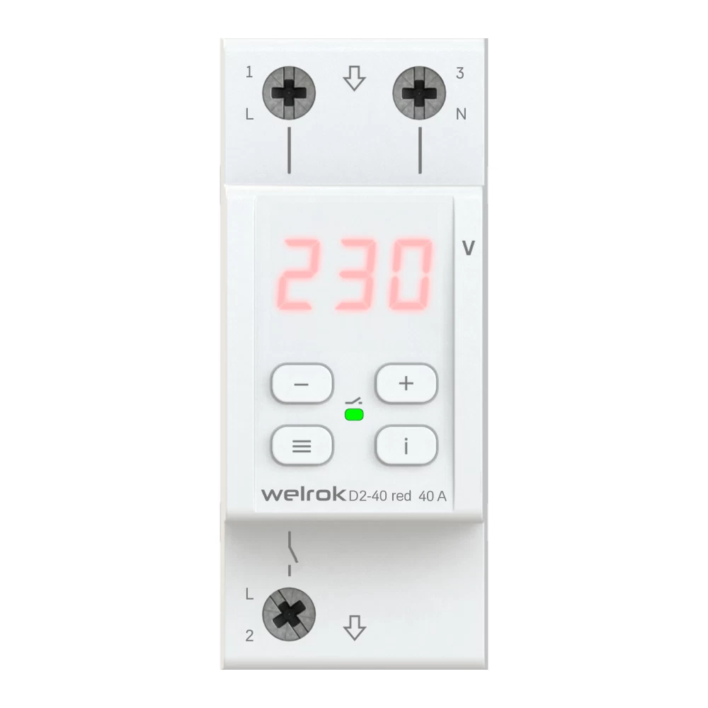 Реле напряжения модульное Welrok D2-40 red 220 В 40 А тип AC цифровое